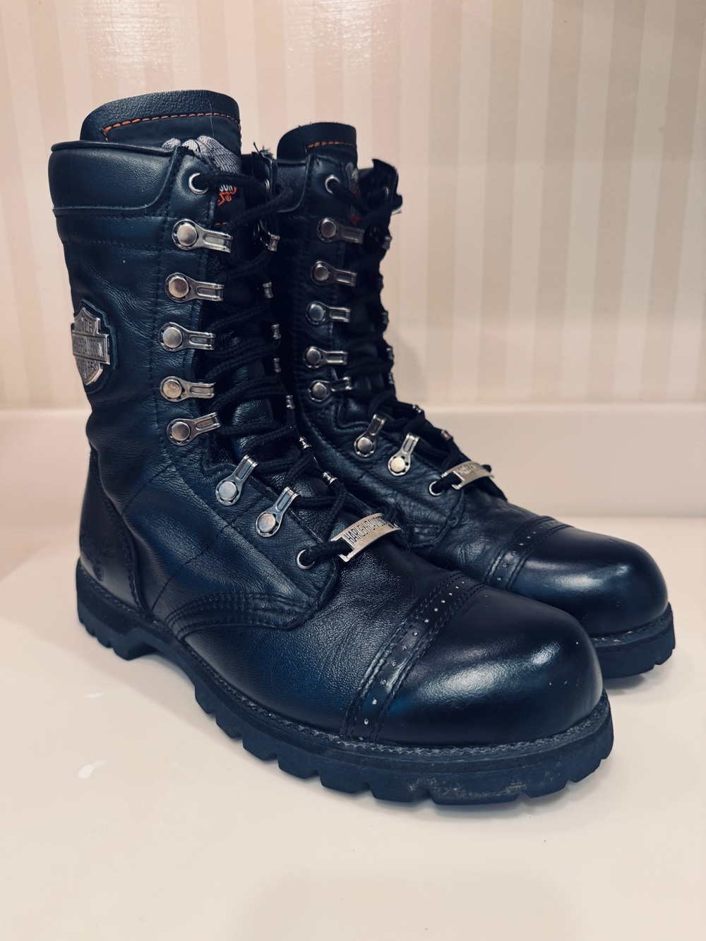 Vintage Women’s Black Leather Harley-Davidson Motorcycle Boots Size 7.5